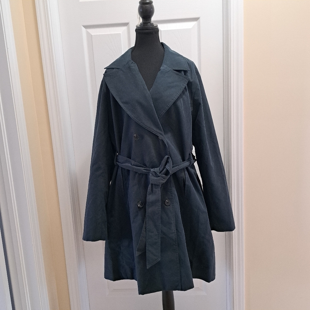 Women's Trench Coat Amazon Essentials Size XXL Blue Water Resistant Classic - Picture 6 of 10
